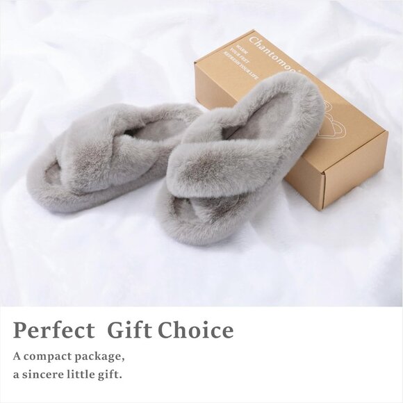 Breathable Blue Faux Fur Lined Slippers with Memory Foam for Ultimate Luxury - Picture 5 of 6